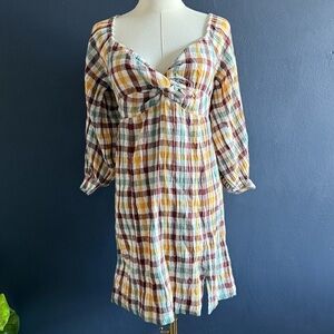 NWT ROXY Moonlight Shores Plaid Dress - Medium - Read Description